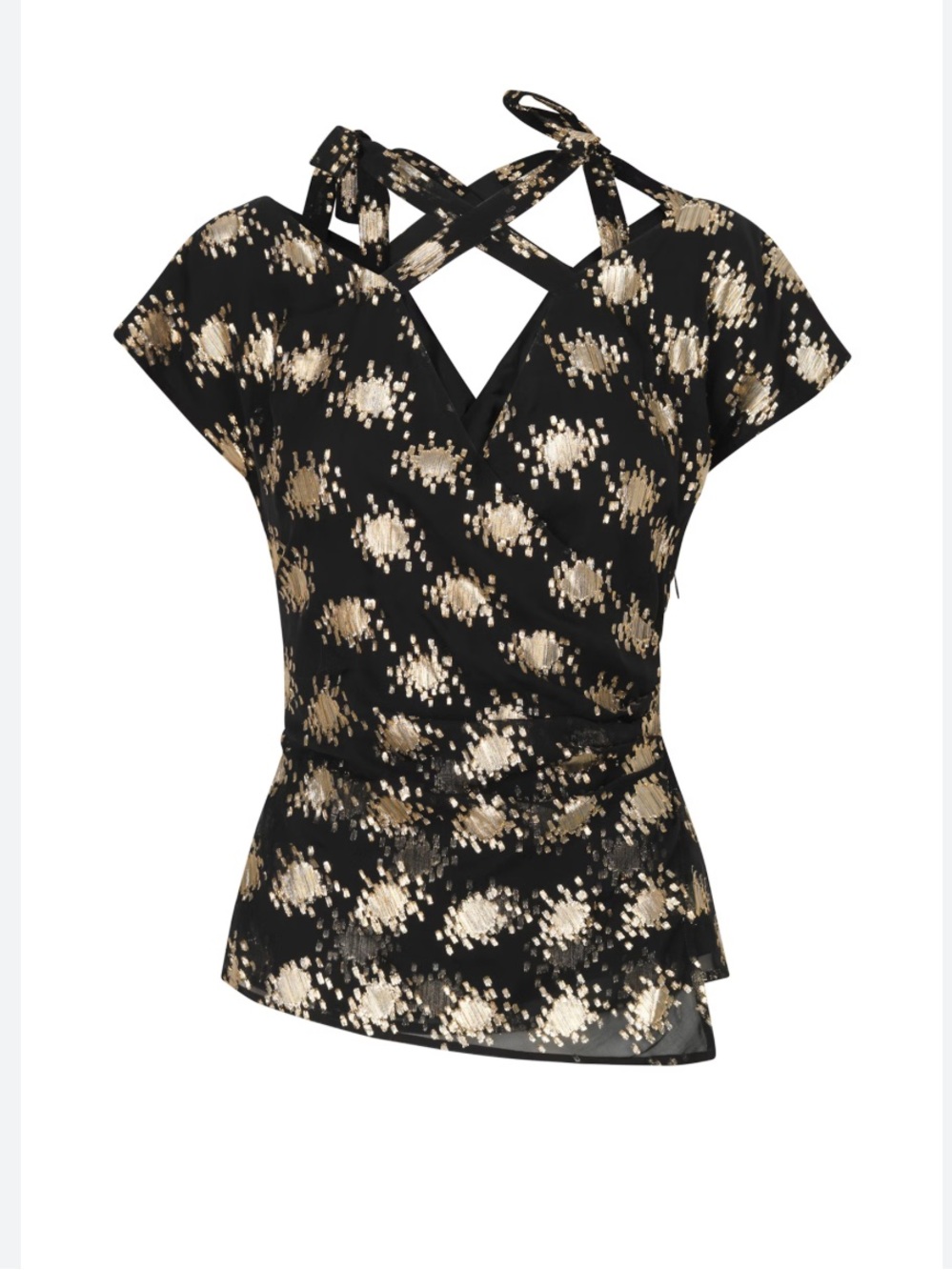 Stine Goya, Cooper Metallic Fil Coupe Silk-Blend Chiffon Top Size Small